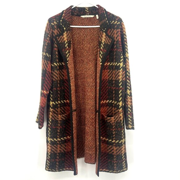Soft Surroundings Sweaters - Soft Surroundings Aurora Topper Brown Orange Plaid Cardigan Women's Medium